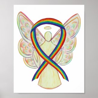 LGBTQIA Rainbow Awareness Ribbon Poster Art Print