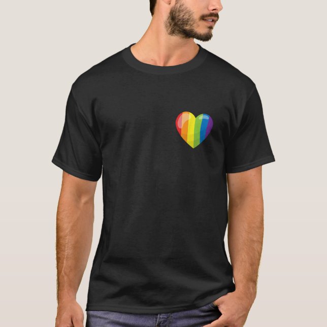 LGBTQIA+ Rainbow Heart Pride Gay Lesbian CSD Heart T-Shirt (Front)