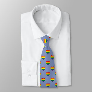 LGBTQIA+ Rainbow Pride Flag Hearts Pattern Neck Tie