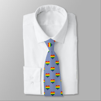 LGBTQIA+ Rainbow Pride Flag Hearts Pattern  Neck Tie