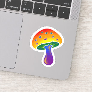 LGBTQIA Rainbow Pride Mushroom Pattern Sticker