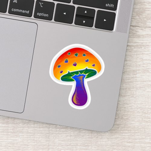 LGBTQIA Rainbow Pride Mushroom Pattern Sticker