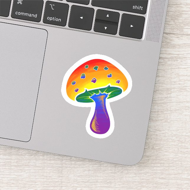 LGBTQIA Rainbow Pride Mushroom Pattern Sticker (Detail)