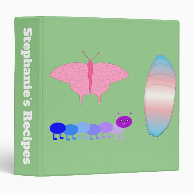 LGBTQIA Transgender Pride Caterpillar to Butterfly 3 Ring Binder (Front/Spine)