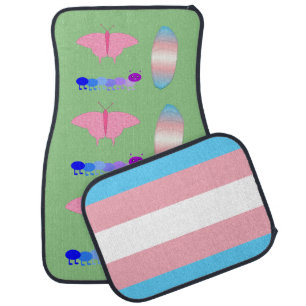 LGBTQIA Transgender Pride Caterpillar to Butterfly Car Floor Mat