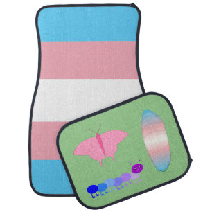 LGBTQIA Transgender Pride Caterpillar to Butterfly Car Floor Mat