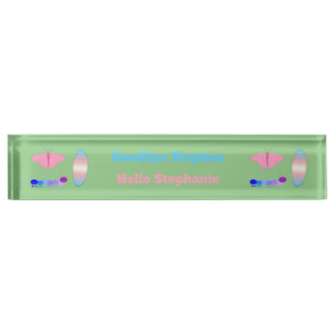 LGBTQIA Transgender Pride Caterpillar to Butterfly Desk Name Plate