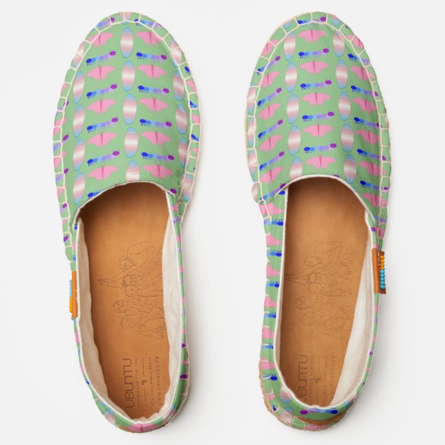 LGBTQIA Transgender Pride Caterpillar to Butterfly Espadrilles (Front)
