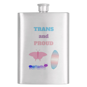 LGBTQIA Transgender Pride Caterpillar to Butterfly Flask