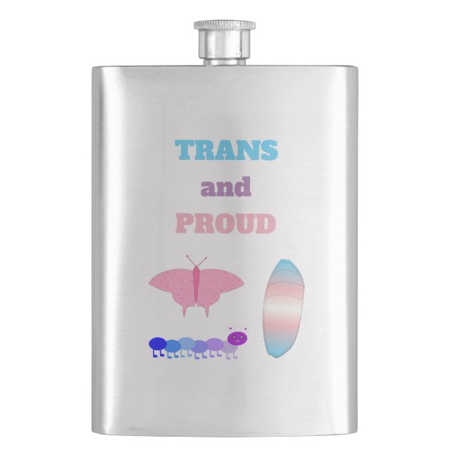 LGBTQIA Transgender Pride Caterpillar to Butterfly Flask (Front)