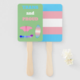 LGBTQIA Transgender Pride Caterpillar to Butterfly Hand Fan