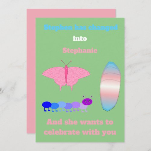 LGBTQIA Transgender Pride Caterpillar to Butterfly Invitation
