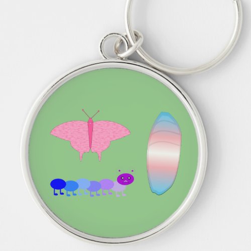 LGBTQIA Transgender Pride Caterpillar to Butterfly Keychain