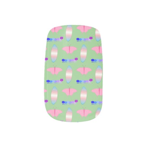 LGBTQIA Transgender Pride Caterpillar to Butterfly Minx Nail Art