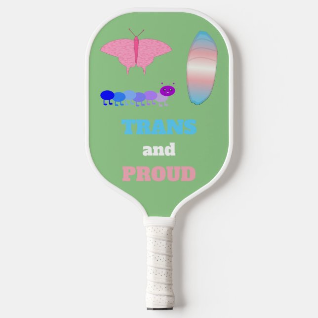 LGBTQIA Transgender Pride Caterpillar to Butterfly Pickleball Paddle (Front)
