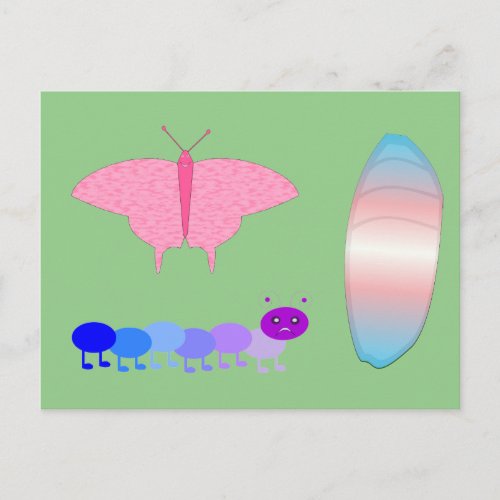 LGBTQIA Transgender Pride Caterpillar to Butterfly Postcard