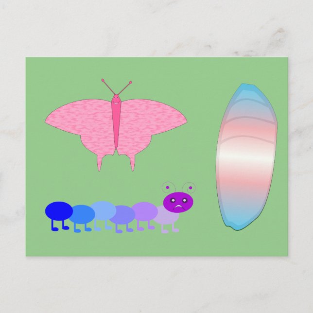 LGBTQIA Transgender Pride Caterpillar to Butterfly Postcard (Front)