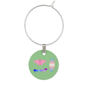 LGBTQIA Transgender Pride Caterpillar to Butterfly Wine Charm