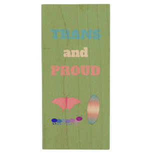 LGBTQIA Transgender Pride Caterpillar to Butterfly Wood Flash Drive