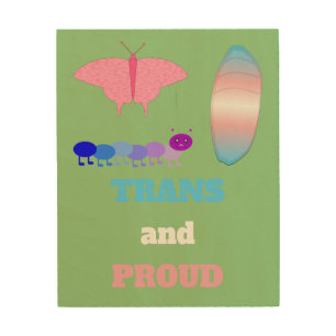 LGBTQIA Transgender Pride Caterpillar to Butterfly Wood Wall Art