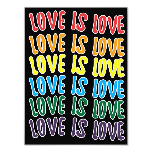 LgbtqLove is Love Typography Photo Print (Front)