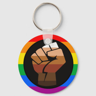 LGBTQPOC Pride Button Keychain