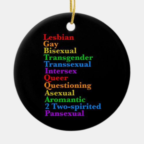 LGBTTIQQAA2P Pride Diversity Rainbow LGBTQ Acronym Ceramic Ornament