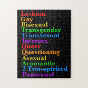 LGBTTIQQAA2P Pride Diversity Rainbow LGBTQ Acronym Jigsaw Puzzle