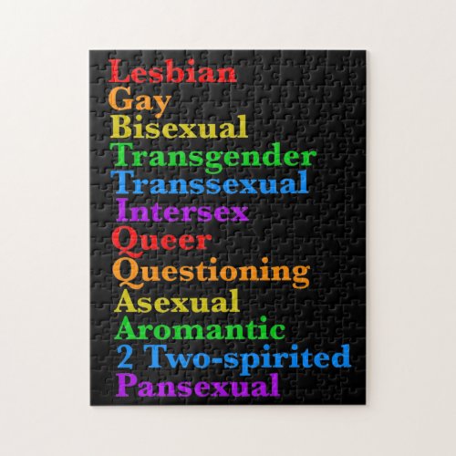 LGBTTIQQAA2P Pride Diversity Rainbow LGBTQ Acronym Jigsaw Puzzle
