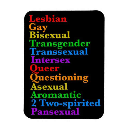 LGBTTIQQAA2P Pride Diversity Rainbow LGBTQ Acronym Magnet