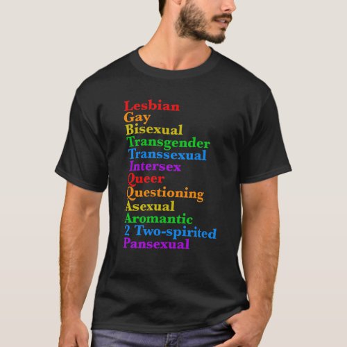 LGBTTIQQAA2P Pride Diversity Rainbow LGBTQ Acronym T_Shirt