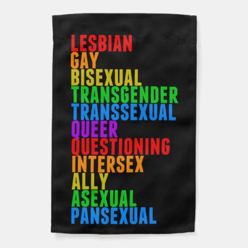 LGBTTQQIAAP Pride Diversity Rainbow Acrostic Garden Flag