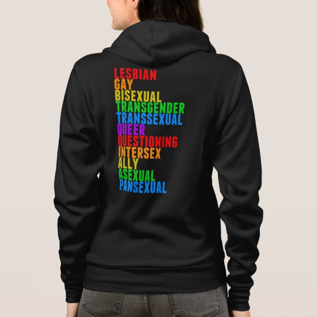 LGBTTQQIAAP Pride Diversity Rainbow Acrostic Hoodie (Back)