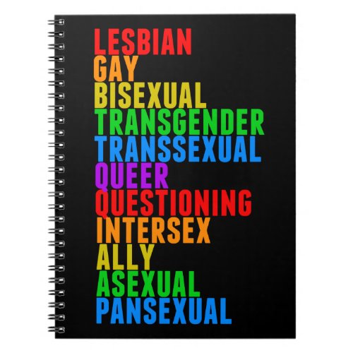 LGBTTQQIAAP Pride Diversity Rainbow Acrostic Notebook