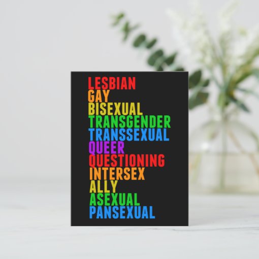 Lgbttqqiaap Pride Diversity Rainbow Acrostic Postcard Zazzle