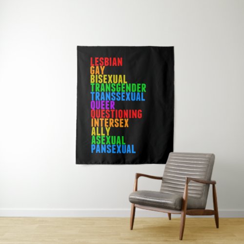 LGBTTQQIAAP Pride Diversity Rainbow Acrostic Tapestry
