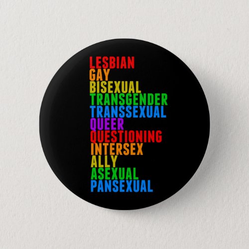 LGBTTQQIAAP Pride Rainbow Acrostic Diversity Queer Button