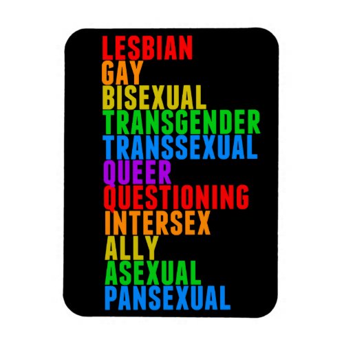 LGBTTQQIAAP Rainbow Gay Pride Acrostic Diversity Magnet