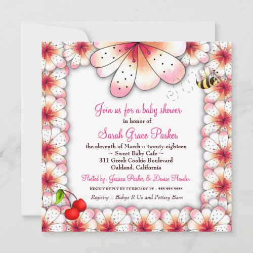 LGC  Awesome Cherry Blossom Baby Shower Invitation