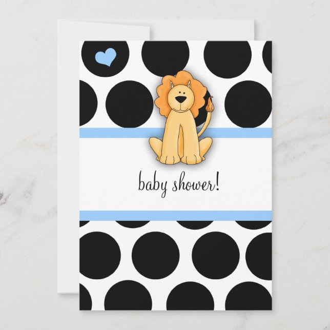 LGC | Polka Dotted Lion Baby Shower Invitation (Front)
