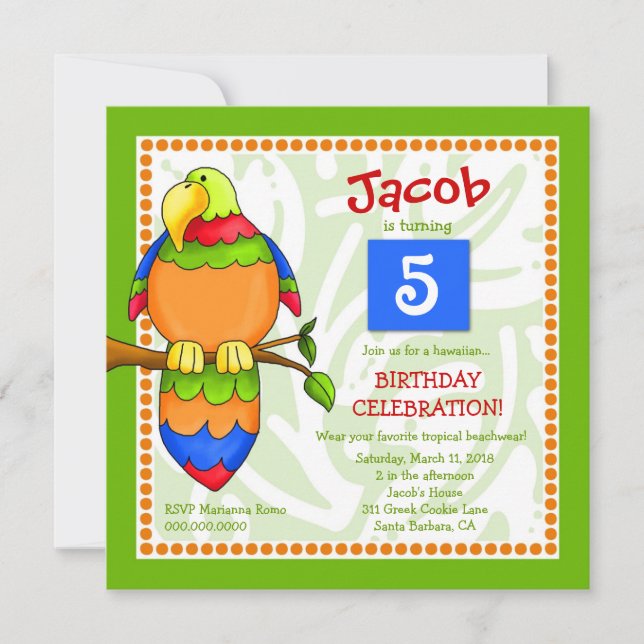 LGC | Tropical Parrot-dise Invitation (Front)