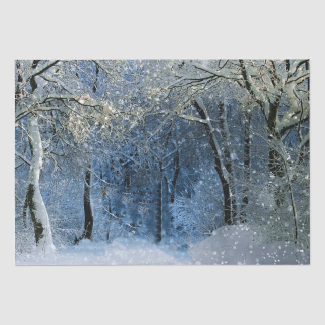 Lge Winter Wonderland Magical Glittery Snow Tissue Paper (Front)