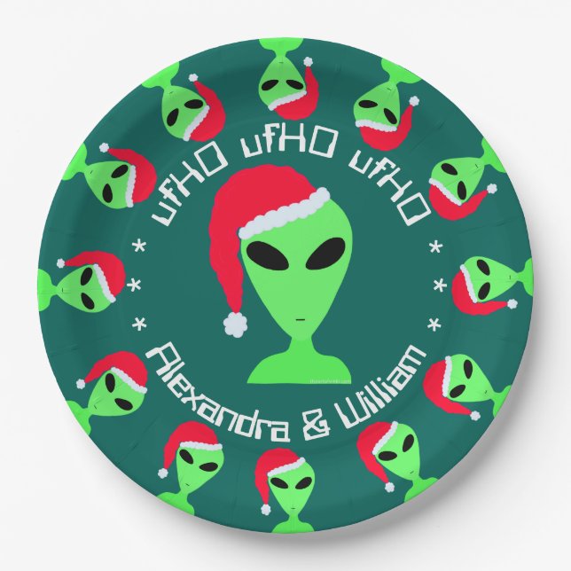 LGM In A Santa Hat Personalized Christmas Party Paper Plates (Front)