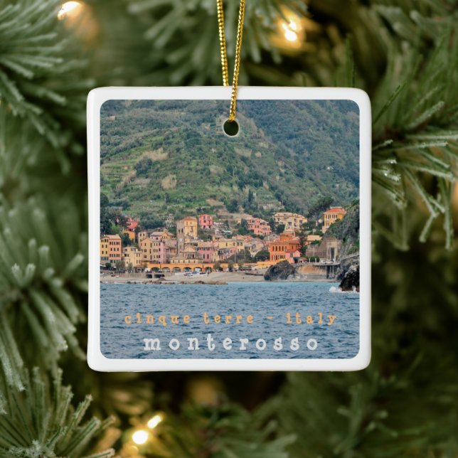 LGR006 MONTEROSSO, Cinque Terre, Italy, Ceramic Ornament (Tree)