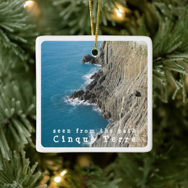 LGR013 CINQUE TERRE, Aerial View, Italy, Ceramic Ornament (Tree)