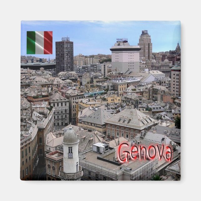 LGR151 GENOA Cityscape, Liguria, Italy, Fridge Magnet (Front)