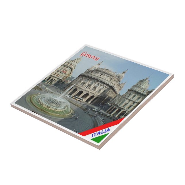 LGR157 GENOA View of Piazza De Ferrari, Ceramic Tile (Side)