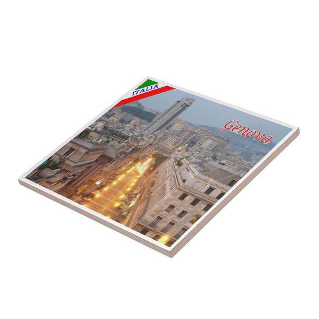 LGR163 GENOA, Brigata Liguria, Italy, Ceramic Tile (Side)