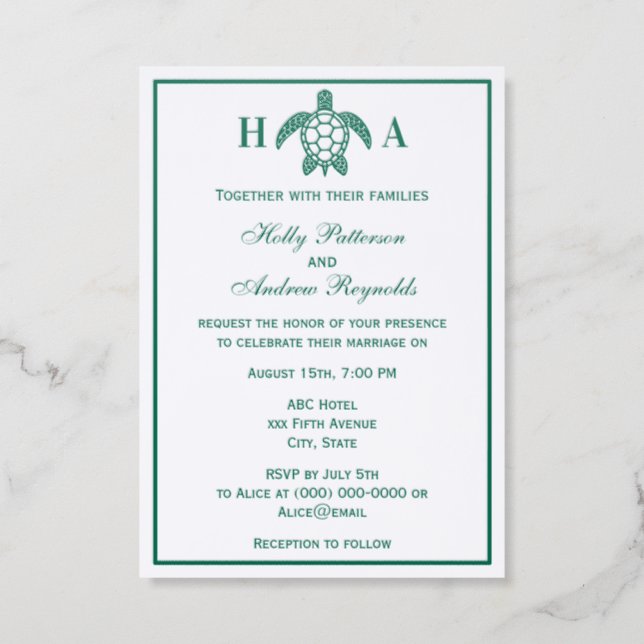 LGR Elegant Sea Turtle #1 Theme Wedding Invitation (Front)