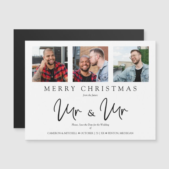 LGTB Gay Whimsical MR & MR Christmas Wedding Photo (Front/Back)